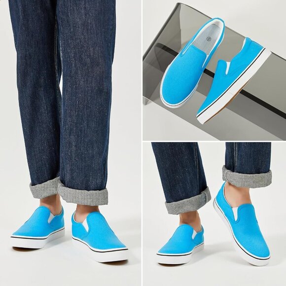 〽️Closed Toe Loafers Sneakers Men\'s Light Blue Canvas Slip On Lightweight